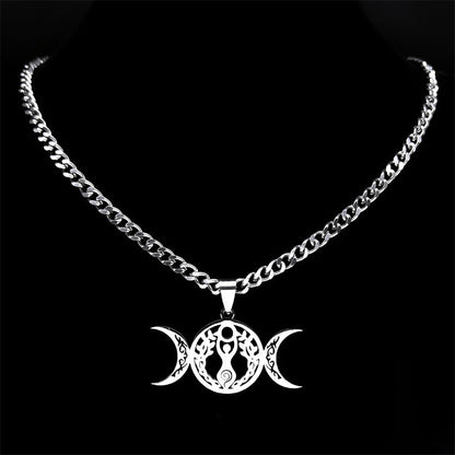 Triple Moon Celtic Knot Pendant Stylish Clavicle Necklace