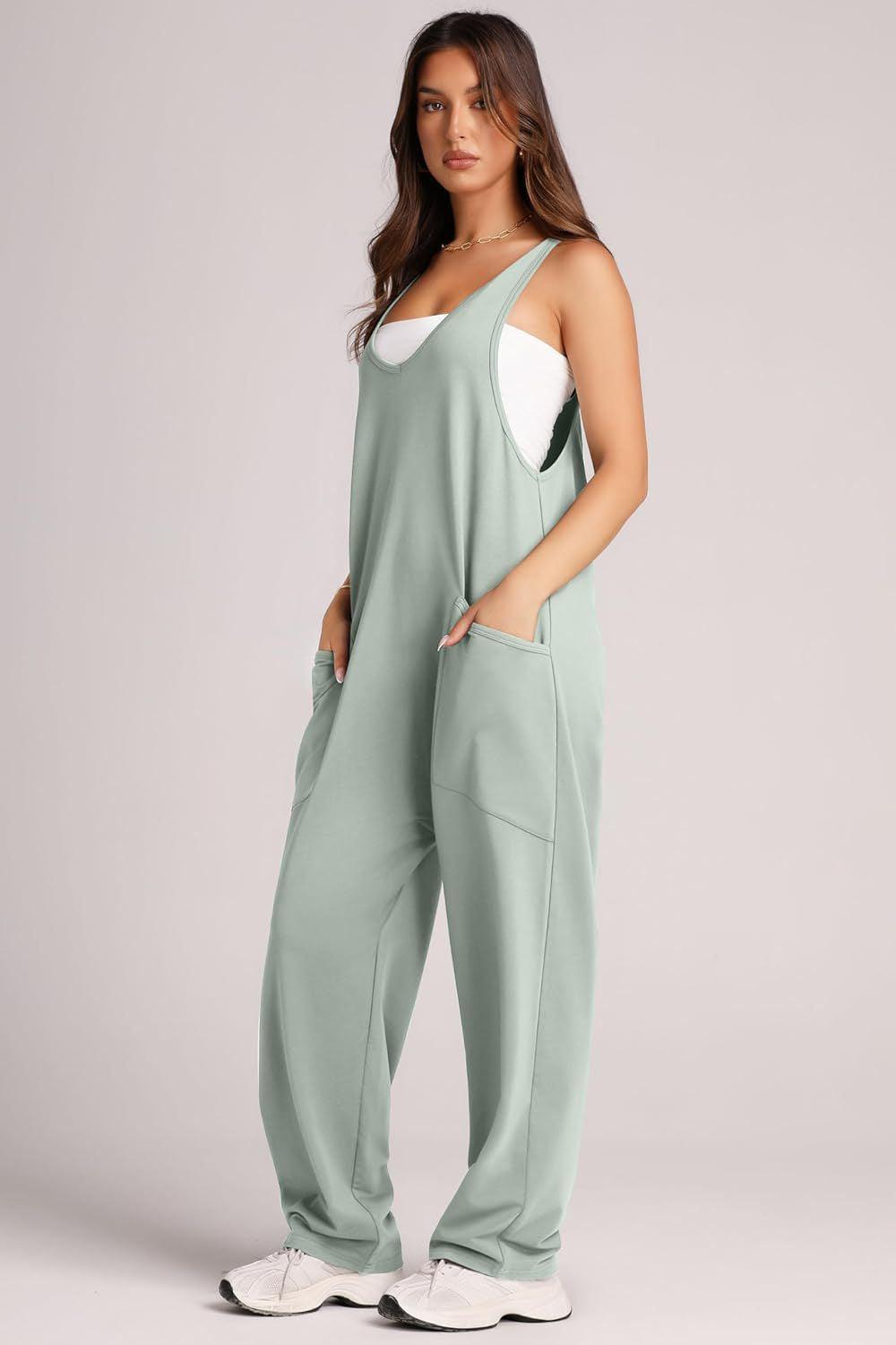 Lovelet V-Neck Wide Strap Overalls - Leo’s Look Your Best