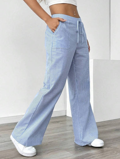 New Striped Trousers Casual Versatile Loose Wide Leg