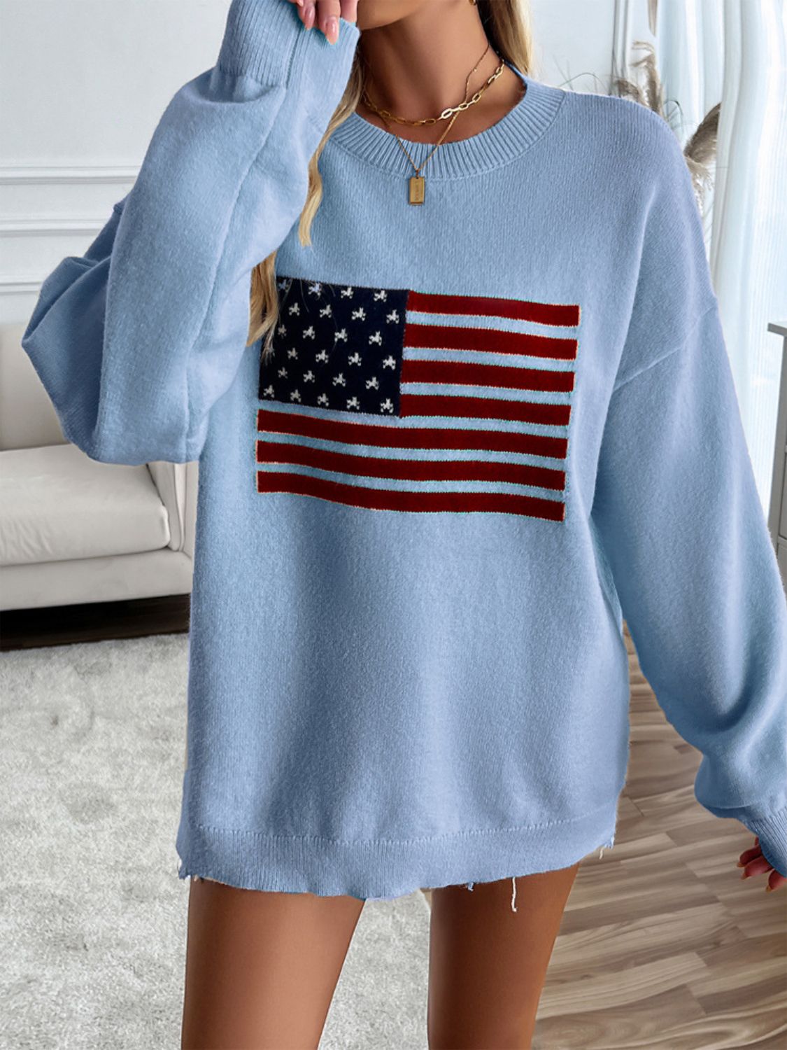 Round Neck Long Sleeve Knit Top