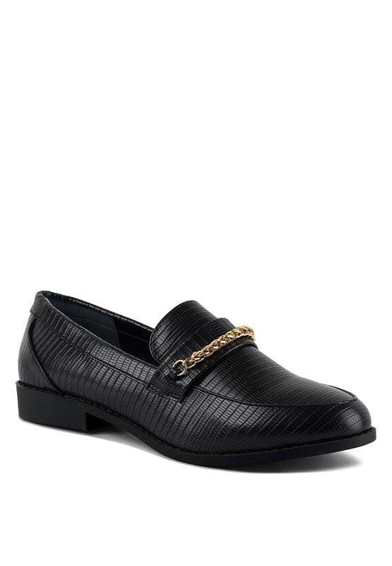 Vouse Low Block Loafers Adorned With Golden Chain - Leo’s Look Your Best