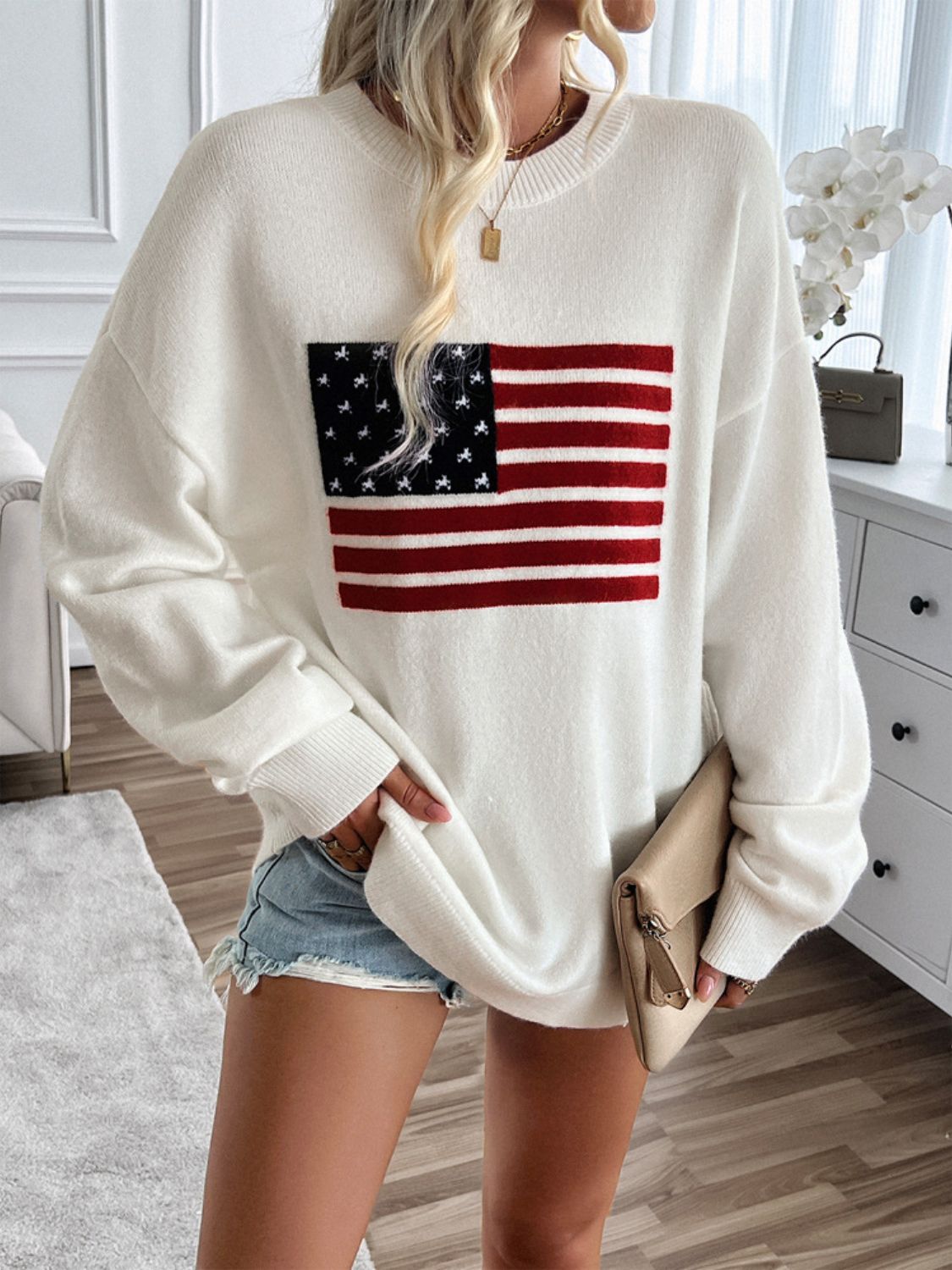 Round Neck Long Sleeve Knit Top