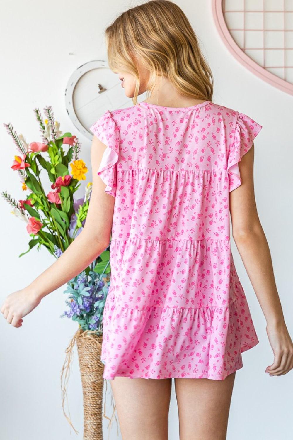 Heimish Full Size Floral Ruffled Tiered Top - Leo’s Look Your Best