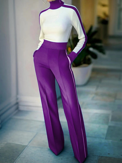 Women's Fashion Loose High Collar Trousers Set