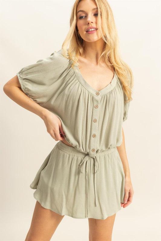 HYFVE Drawstring Hem Short Sleeve Top and Skort Set - Leo’s Look Your Best