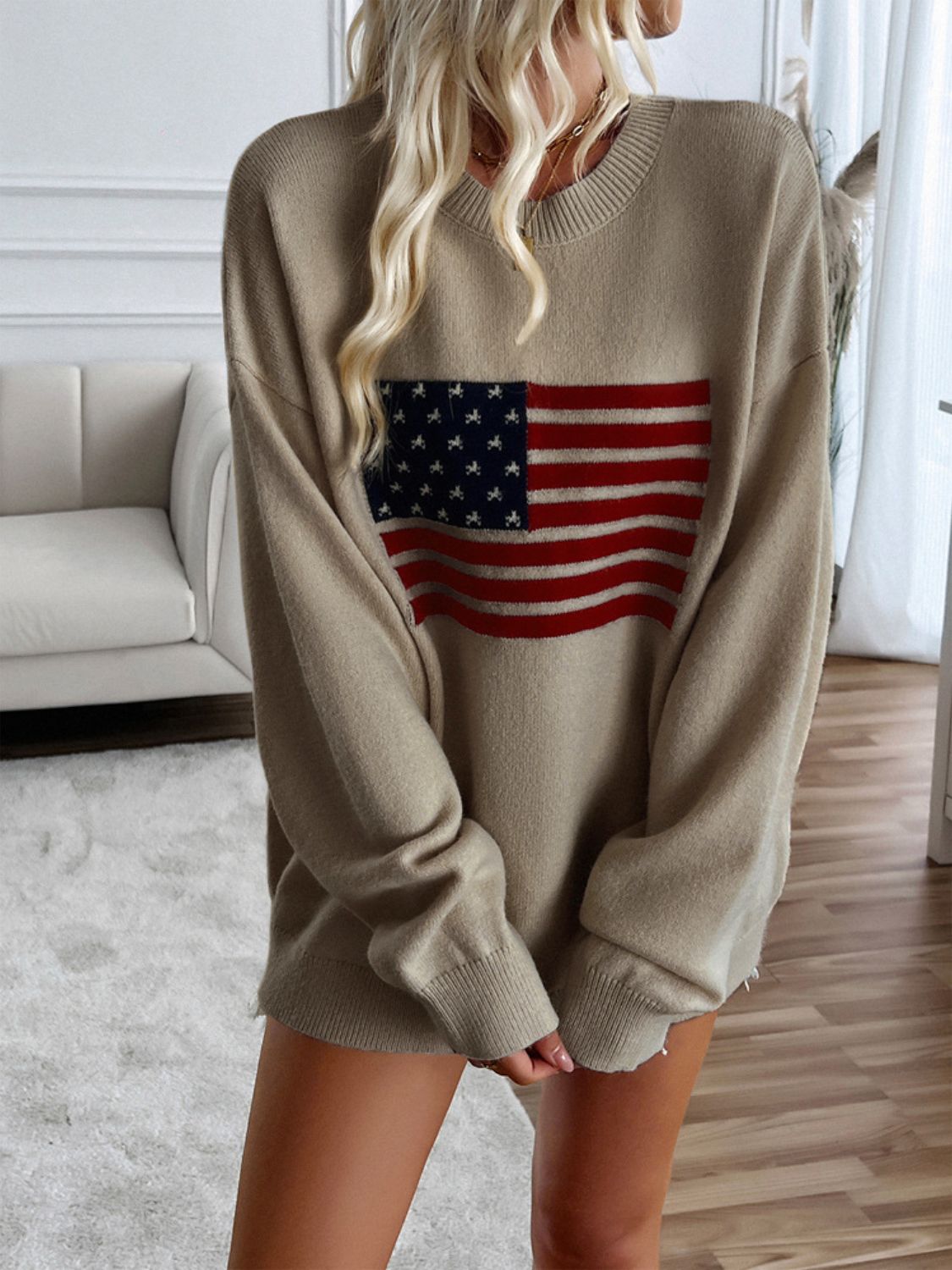 Round Neck Long Sleeve Knit Top