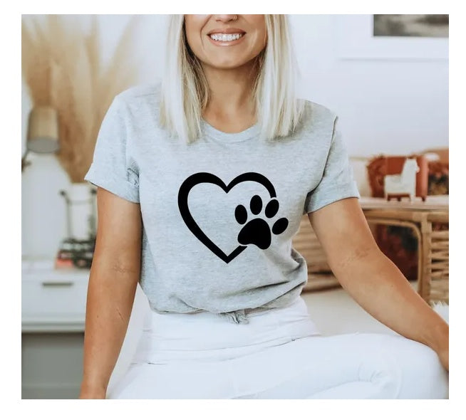 Paw Love T Shirt, Paw Love Tee, Dog Lover Shirt, Paw Print Heart Shirt, Paw Print Shirt, Paw Prints Shirt