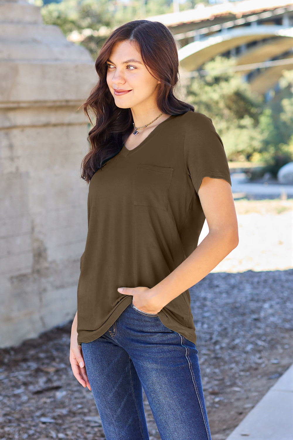 Basic Bae Full Size V-Neck Short Sleeve T-Shirt - Leo’s Look Your Best 