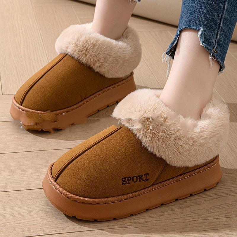 Cozy Plush Soft Slippers Shoes For Women Non-Slip Platform Shoes With Faux Fur Lining Mute Sole And Comfortable Fit For Indoor Wear - Leo’s Look Your Best 