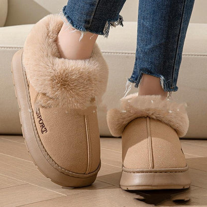 Cozy Plush Soft Slippers Shoes For Women Non-Slip Platform Shoes With Faux Fur Lining Mute Sole And Comfortable Fit For Indoor Wear - Leo’s Look Your Best 