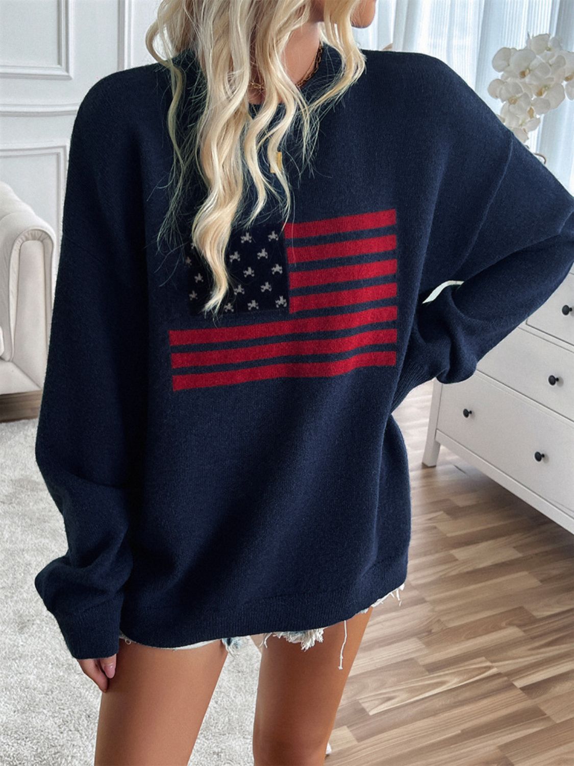 Round Neck Long Sleeve Knit Top