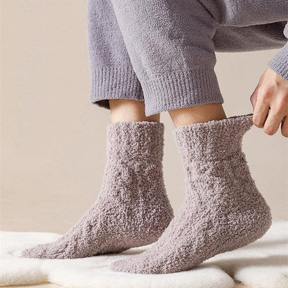 Winter Warm Fuzzy Coral Fleece Socks Women Men Velvet Thickened Home Sleepping Floor Socks - Leo’s Look Your Best 